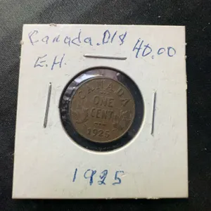 1925 Canada One Cent Coin in Holder