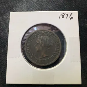 1876 Canada One Cent Coin Queen Victoria
