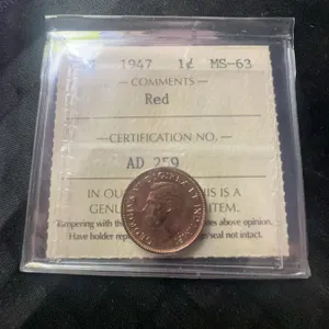 1947 Canada 1 Cent ICCS MS-63 Red AD259