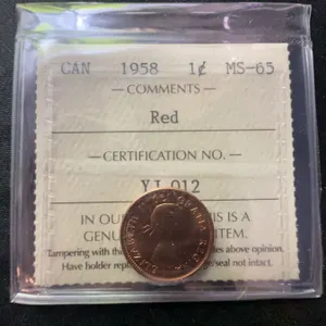 1958 Canadian 1 Cent ICCS MS-65 Red YJ 012