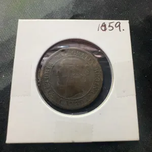 1859 Canadian One Cent Coin With Victoria Portrait