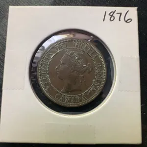 1876 Canadian One Cent Coin with Queen Victoria