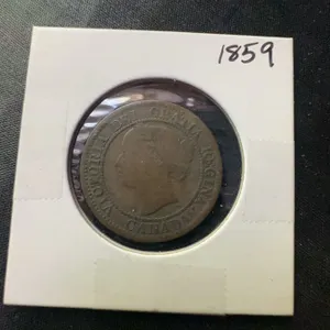 1859 Canadian One Cent Coin Queen Victoria