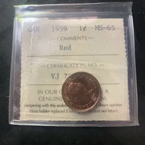 1959 Canadian 1 Cent ICCS MS-65 Red Certified Coin