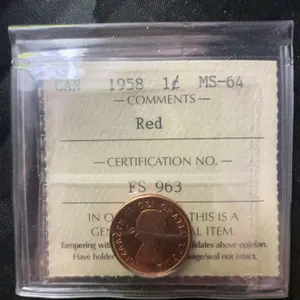 1958 Canadian 1 Cent ICCS MS-64 Red Certified Coin