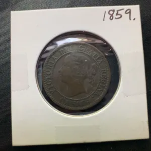 1859 Canada One Cent Coin Queen Victoria