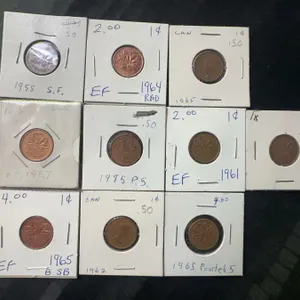 10 Canadian One Cent Coins 1954-1965