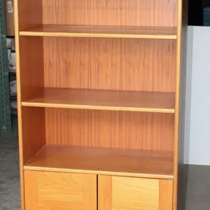 TEAK FINISH BOOKCASE, 4 OPEN SHELVES AND LOWER