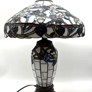 Stained Glass Lamp with Matching Shade 24”