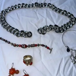 Silver necklace (not sure how to latch).