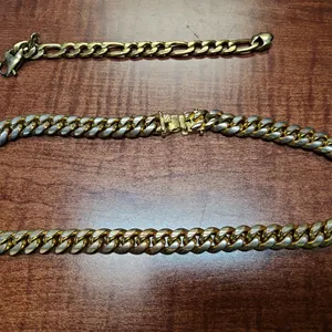 NECKLACE-18K GOLD, GOLD COLORED LINK BRACELET
