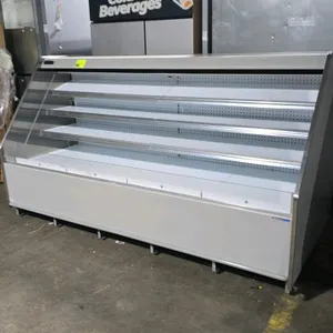 2018 Hillphoenix 12PF 8ft refrigerated reach-in display. Features open-air grab-n-go design and adjustable white shelves. Electrical: 120V, 1-Phase. R
