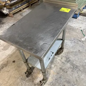 Green World TSW-3018SB stainless steel equipment stand. Features a stainless steel worktop with a rear backsplash and an adjustable galvanized steel u