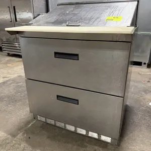 Delfield D4432NP-12M refrigerated mega top sandwich prep table. Features a stainless steel 2-drawer base, top pan rail with divider bars, and a top cu