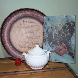 Antique Soup Tureen Decorative Charger Plate, Cardinal Canvas Art