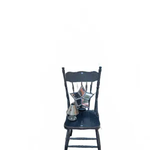 Wooden Chair, Blue Decorative Panel, Star Mirror Lot