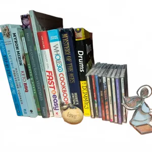 Cookbooks, Drums For Dummies, CDs, Decor Angel, and Love Stone