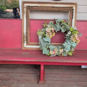 Long Wooden Church Pew Bench with Red Paint