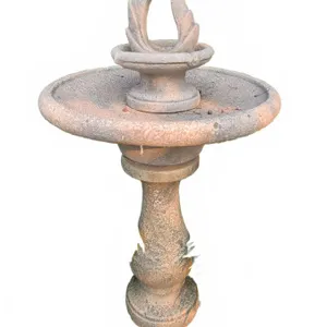 Three-Piece Concrete Garden Fountain w/ Decorative Top