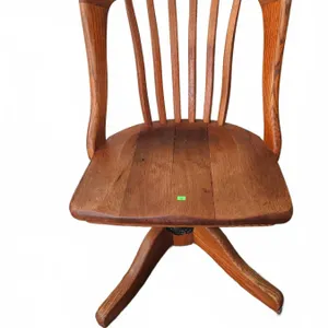 Oak Swivel Office Chair with Wood Casters