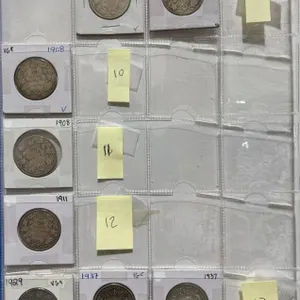 9 Canadian 50 Cent Silver Coins, 1903–1937