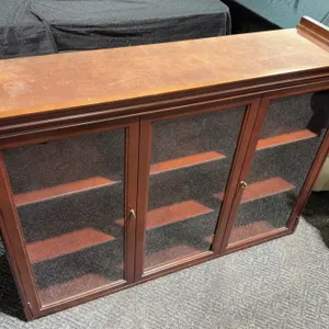 Wood and Glass Three-Door Display Cabinet