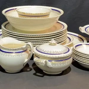 Johnson Bros. Old English Fine China Dinnerware Set, Blue Border, 62 Pieces