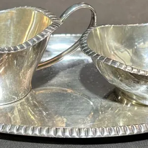 3-Piece Silver Plated Creamer, Sugar Bowl, and Tray Set