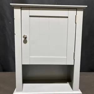 Wall-Mounted Grey Wooden Cabinet With Single Door