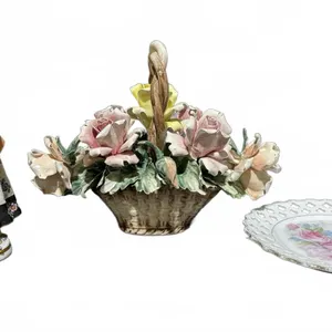 Visconti Mollica Capodimonte |  Porcelain Basket, Lace Figurine, and Reticulated Plate