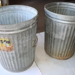 2 Heavy Duty Galvanized Trash Cans 19" D x24" Tall