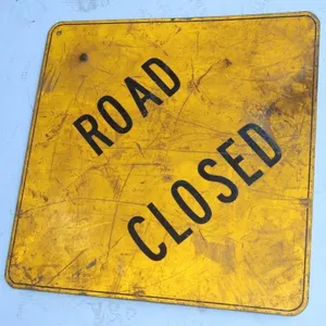 Vintage Metal Road Closed Sign 32x32"