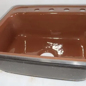 New Vintage Brown Porcelain Cast Iron Sink 24x21"