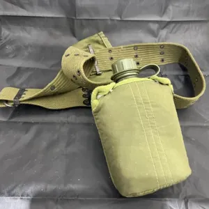 Military Canteen on Belt w/Extra Pouch