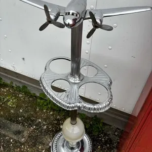 Chrome Airplane Ashtray Stand Light up base