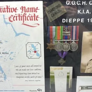 Vintage Dieppe 1942 Military Framed medals set