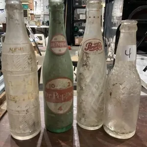 Glass drink bottles. Dr Pepper, Pepsi and etc
