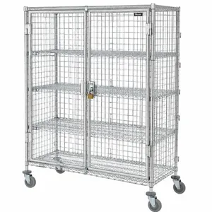 New Nsf rated 4 Tier chrome Wire mesh portable security cage on castors,24" deep,60" wide,72" tall