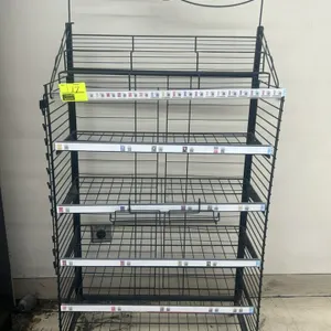 Frito-Lay multi-tier portable wire merchandising rack. Features a black wire frame, 6 tiers of shelving with price channels, and a Frito-Lay branded h