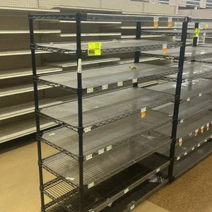 Metro 7-tier wire shelving unit. Features black epoxy-coated steel construction and plastic shelf liners. 48"W x 21"D x 65"H. Contents not included.