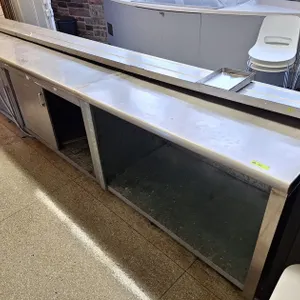 SS Serving Line/Buffet Counter, Cabinet 176"x31"x35", Line 197"x13"