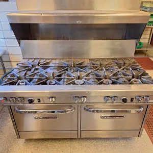 South Bend SS 9-Burner Gas Range with Double Oven on Wheels, 61"x35"x37"