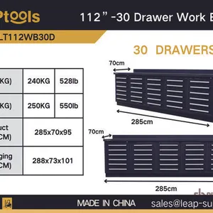 2026 LEAPtools LT112WB30D 2850 mm 30-Drawer Workbench (Unused)