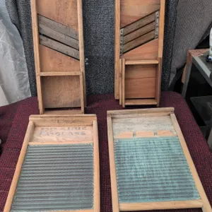 4 Vintage Wooden Washboards and Slicers