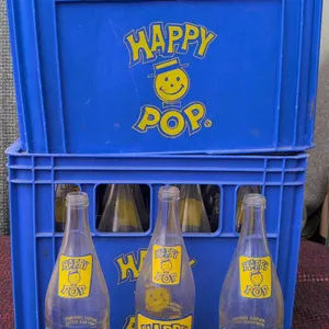 Happy Pop Glass Bottles With Original Blue Plastic Crate (12)