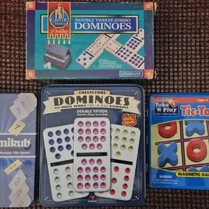 Board Game Lot: Dominoes, Rummikub, Tic-Tac-Toe Collection
