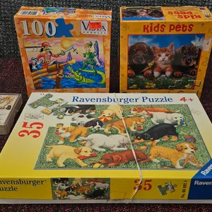 3 Children's Puzzles and 1 Deck of Whitman Playing Cards