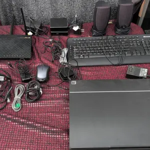 Electronics Lot With Epson V370 Scanner, ASUS Router, Dell Speakers