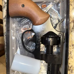 Blank Firing Revolver with Wooden Grip and Ammunition