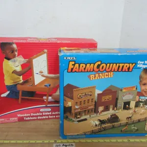 Wooden Double Sided Activity Table and Cow Town Set